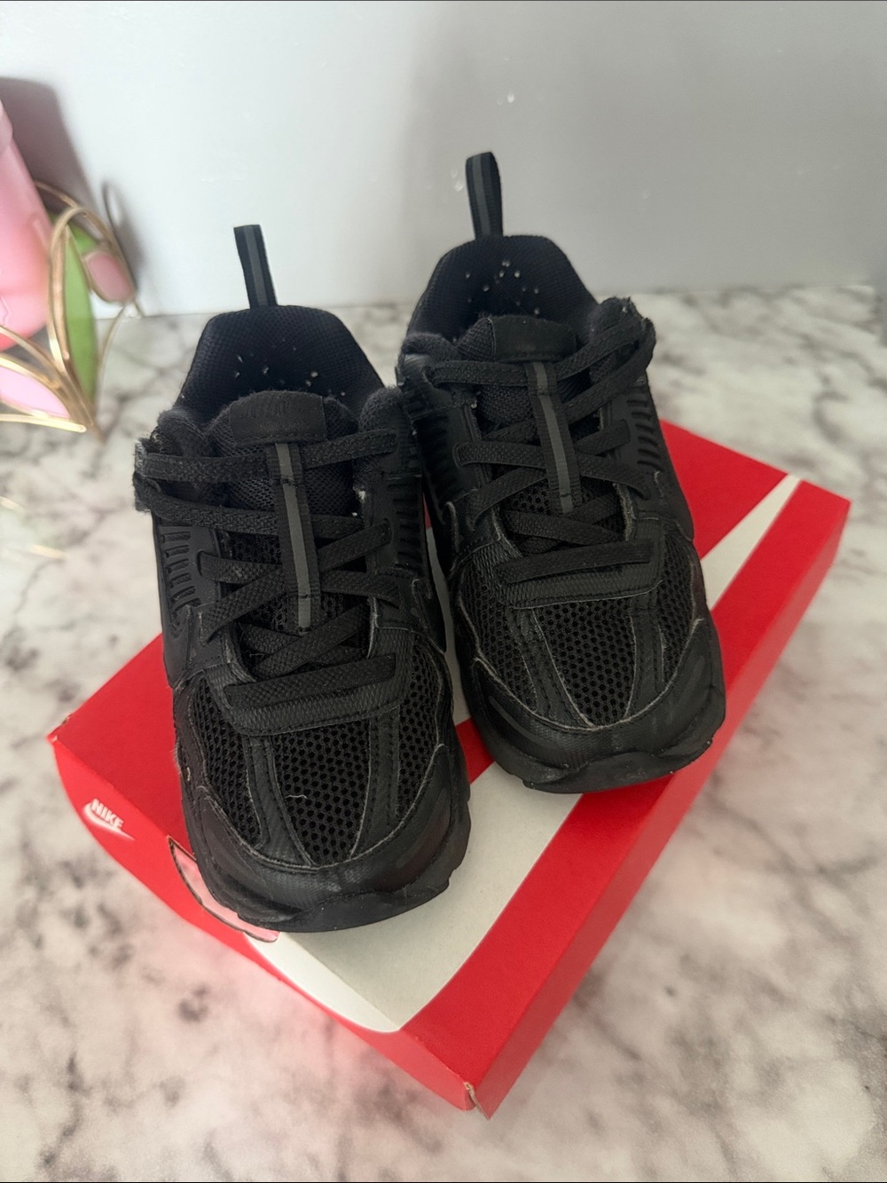 Nike Kids Black Mesh & Synthetic Lace-Up Sneakers